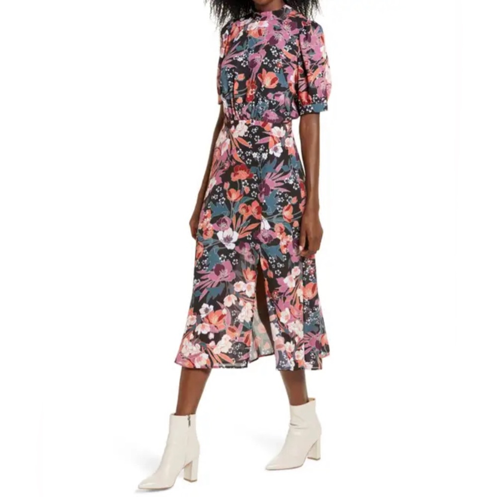 NWT Julia Jordan Floral Puff Sleeve Midi Dress